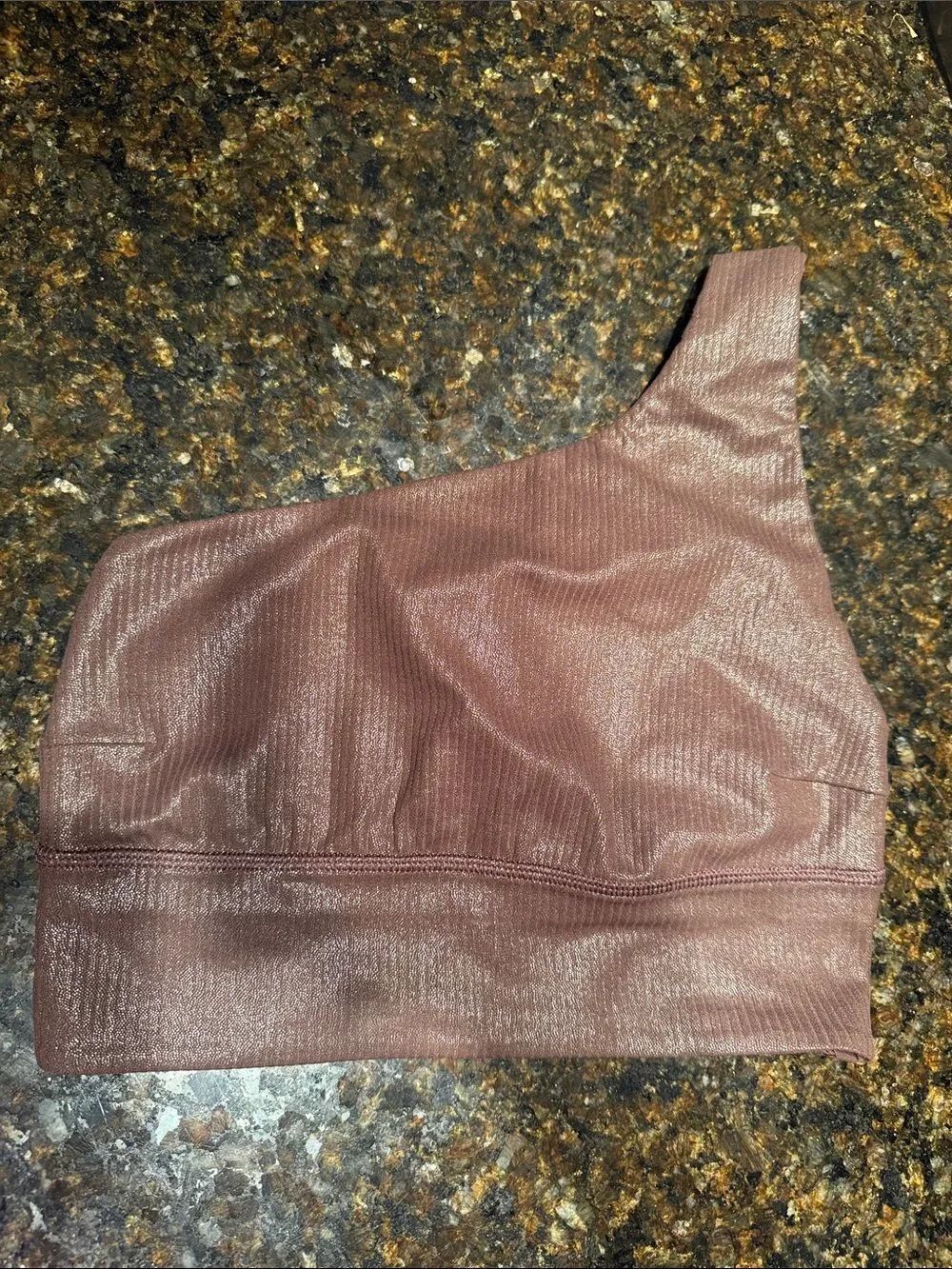 One-Shoulder Brown Shimmer Crop Top LULULEMON Size 4 - Like New